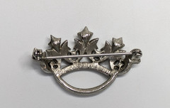 VTG Small 1 5/8″ x 1″ Textured Silver Tone Crown Rhinestone Brooch Pin