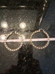 Vtg. 925 Sterling Silver Cut Out Hoop Earrings 9.6 Grams Silver Pierced 2.25″ D