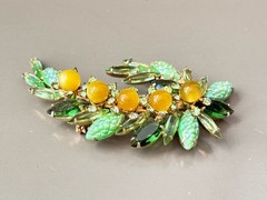 Vintage Verified JULIANA BOOK SET Green Art Glass Necklace Bracelet Brooch Ear