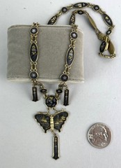 Vtg 50s AMITA 24K Sterling Silver inlay Butterfly Damascene Japan Necklace 20″