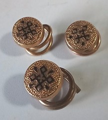 Lot 3 Vtg (Antique?) Gold-tone Black Enamel Corkscrew Spiral Collar Vest Buttons