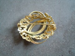 Vintage Brooch America TEKA Double Theodor Klotz Gold Plated 3.4 X 2.9 Cm