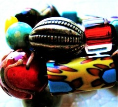 BRACELET BOHO BEADED MEMORY WIRE CUFF GLASS METAL ACRYLIC MULTI-COLOR ADJUSTABLE