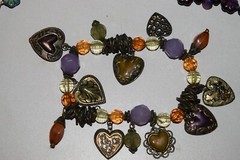Vintage to now lot of 3 glass metal plastic beaded chain charm bracelets