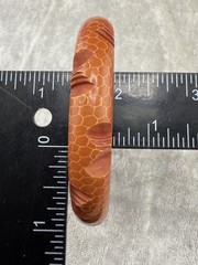 Vintage Bangle Bracelet Carved Orange Snakeskin Print 8″