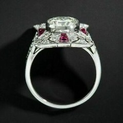 Art Deco Antique 2.30 Ct Diamond & Ruby Vintage Wedding Ring 925 Sterling Silver
