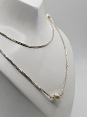 Sterling Silver Vintage Matte 7mm Beaded Station Chain Necklace 32″