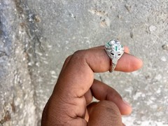 Art Deco Style Lab Created Diamond & Emerald Engagement Ring 14K White Gold FN