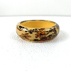 Womens Bangle Bracelet Boho Chic Classic Retro Floral Patterned Lucite Vintage