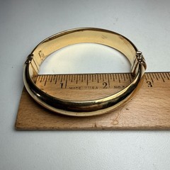 Hollow Gold Wash 925 Sterling 6-3/4″ x 1/2″ ITALY Vintage hinged Bangle Bracelet