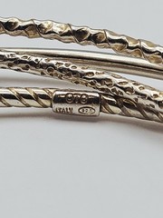 OTC Italy Sterling Silver Multi Textured Interlocked 4 Bangle Bracelet 8″