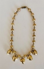 Vintage 1980s Puffy Hearts Beaded Station Silver Tone 16″ Necklace