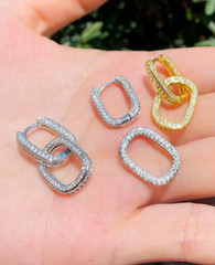 Cuban Link Drop Dangle Earrings 2.3 Ct Simulated Diamond 14K White Gold Over