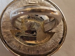 Large Silver Tone Domed Round Signed Crown Trifari Ring Size 7.5
