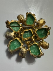 Vintage Har Emerald Green Simulated Stones Brooch Large Statement