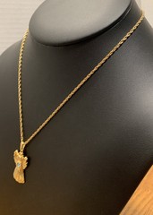 Beautiful Avon Vintage Gold Tone Angel With Blue Rhinestone Pendant Necklace