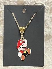 Cartoon Mario Luigi Video Game Gold Enamel Bohemian Trendy Necklace 18”