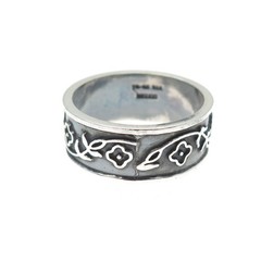 925 Sterling Silver Vintage Mexico Flower Oxidized Band Ring Size 11.25