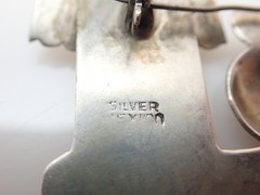 Vintage Mexico Silver Signed Green Turquoise Siesta Sombrero Man Brooch Pin
