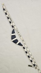 Vintage New Navy Blue White And Gold Lucite Nautical Necklace 17.5″ Length