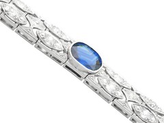 Art Deco 2.90Ct Basaltic Sapphire and 5.40Ct Diamond Platinum Bracelet