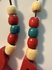 Vintage Fruit Salad Necklace Watermelon Wooden Beads Retro Signed 1987
