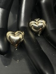 Vintage Signed Avon Stud Heart Love Retro Casual GoldTone 0.5” Clip On Earrings