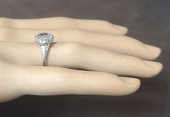 18k white gold Vintage filigree Engagement ring 2.64ct. Natural Cushion Diamond