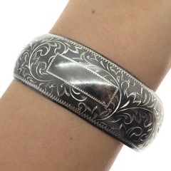 925 Sterling Silver Antique Engraved Adjustable Cuff Oxidized Bracelet 7″