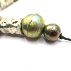 Mixed Metal Brass Pendant and Plastic Beads Boho Necklace
