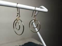 Vintage 925 Silver Double Hoop Dangle Wire Earrings