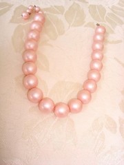 Vintage Choker Necklace With Pink Plastic Beads 15 In. KJ