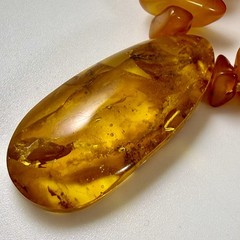 Vintage Baltic Amber Pendant Necklace 25 in Natural Honey Amber Nuggets 56 gm