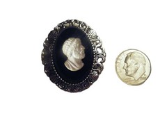 Cameo, Anacreon Ancient Greek Poet Crystal/Jet Czech Acrylic Pin/Pendant+ Chain