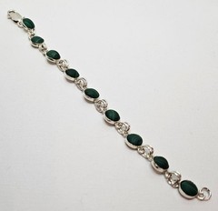 Vintage Sterling Silver & Malachite Bracelet – 8 Grams – 6 Inches