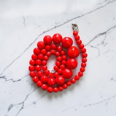 Lot of 3 Vintage Glass Bead Choker Necklaces – Red White & Blue