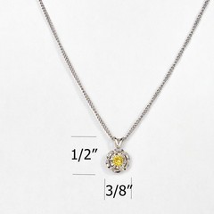 14K Solid White Gold Lab-Created Yellow Spinel Sun Pendant Necklace, 0.2 CTW