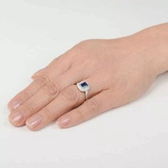 Antique Art Deco Vintage Emerald Cut Sapphire & Lab Created 925 Silver GiftRing