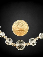 Vintage Cut Rock Crystal Gold Filled Necklace Faceted 6.5mm Beads 17″