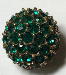 VTG JOSEPH MAZER JOMAZ rhinestone Green SINGLE Earring CLIP-ON SIGNED