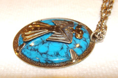 Bell Trading Nickel Silver Simulated Turquoise Thunderbird Pendant 30″ Necklace