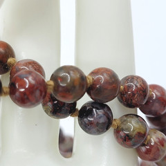 Jasper Stone Varied Brown Hues Hand Knotted Beaded Over the Head Necklace 30 In