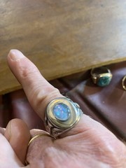 sterling silver ring Opal Thunderbird Sz7.75wght9.6grams
