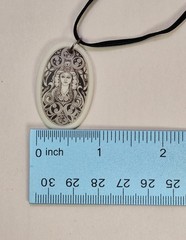 BRIGANTIA CELTIC GODDESS Porcelain Oval Pendant w/ Black Silk Cord Necklace NIB
