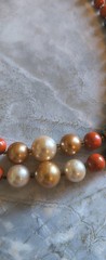 Vintage 60s Orange Jewelry Set Bead Necklace Lucite Earrings Clamper Bracelet