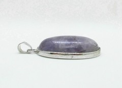 VTG~PURPLE PENDANT Oval Cabochon SUGILITE? MOSS AGATE? White Gold Plated 1.25″+