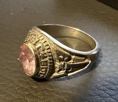 Vtg JOSTEN LTM Class Ring South Jones JMS Pink Stone Sz 6 Women