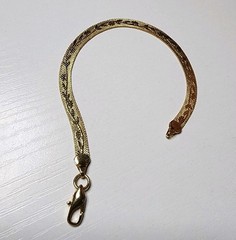 Vintage Lady Remington Bracelet Yellow Gold Plated Serpentine Floral Snake 7″ In