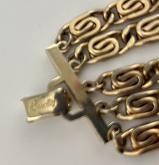 Vintage Signed Barclay Gold Tone Chunky Multi Strand 5 Chain Bracelet 7″