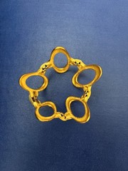 Vintage Crown Trifari Textured Gold Tone Oval Link Statement Bracelet Signed 6.7